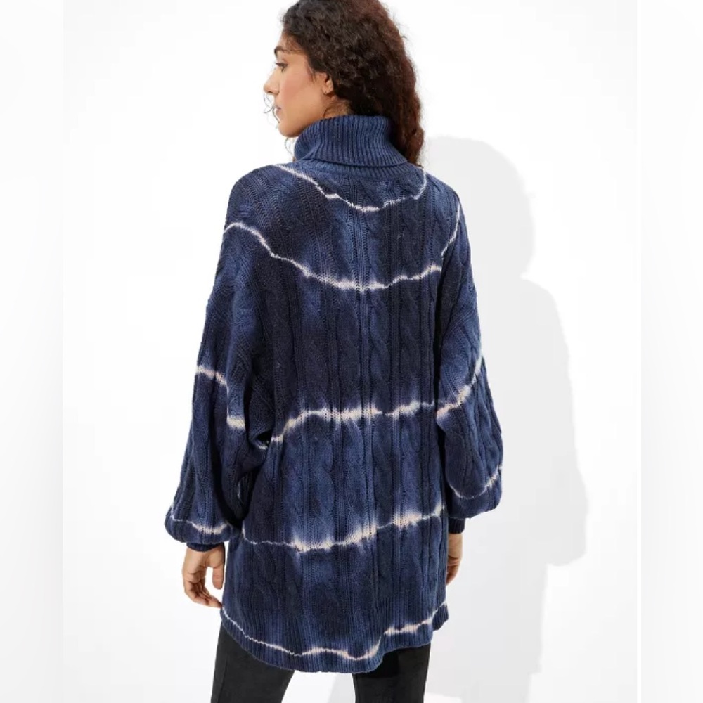 American Eagle AE Oversized Tie Dye Turtleneck Sweater Cottagecore Cabin Cozy